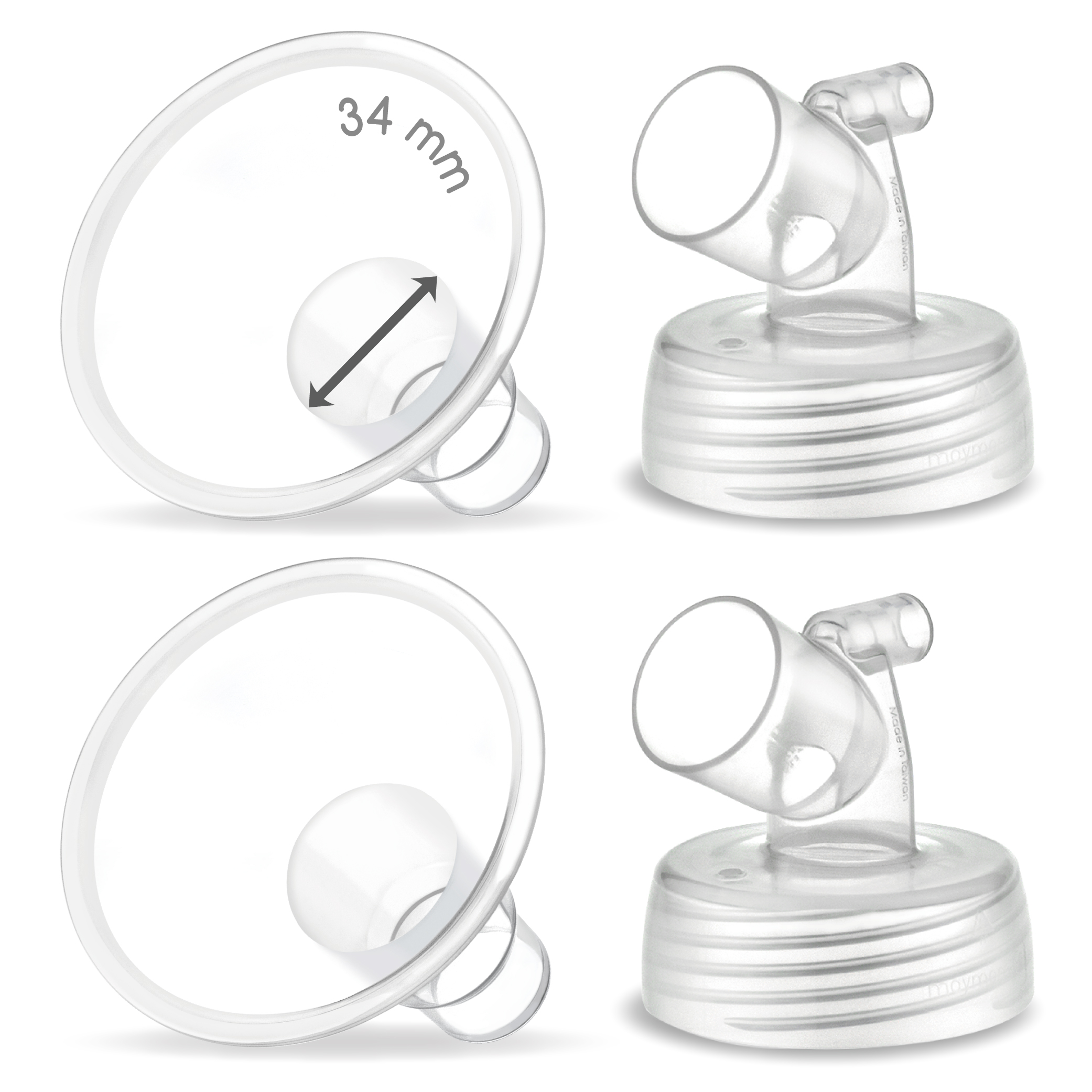 (image for) Maymom Two-Piece Wide Neck Pump Parts for Spectra S1/S2 Pumps; Incl Wide Mouth Flanges; Not Original Spectra Flange (34 mm Two Flanges)